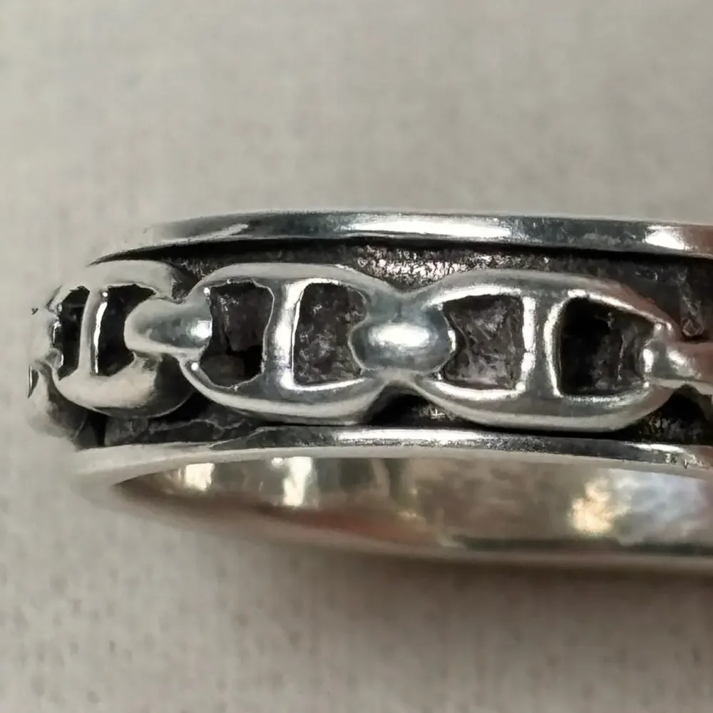 Mariner Chain Link Fidget Spinner Ring 925 Silver Size 13